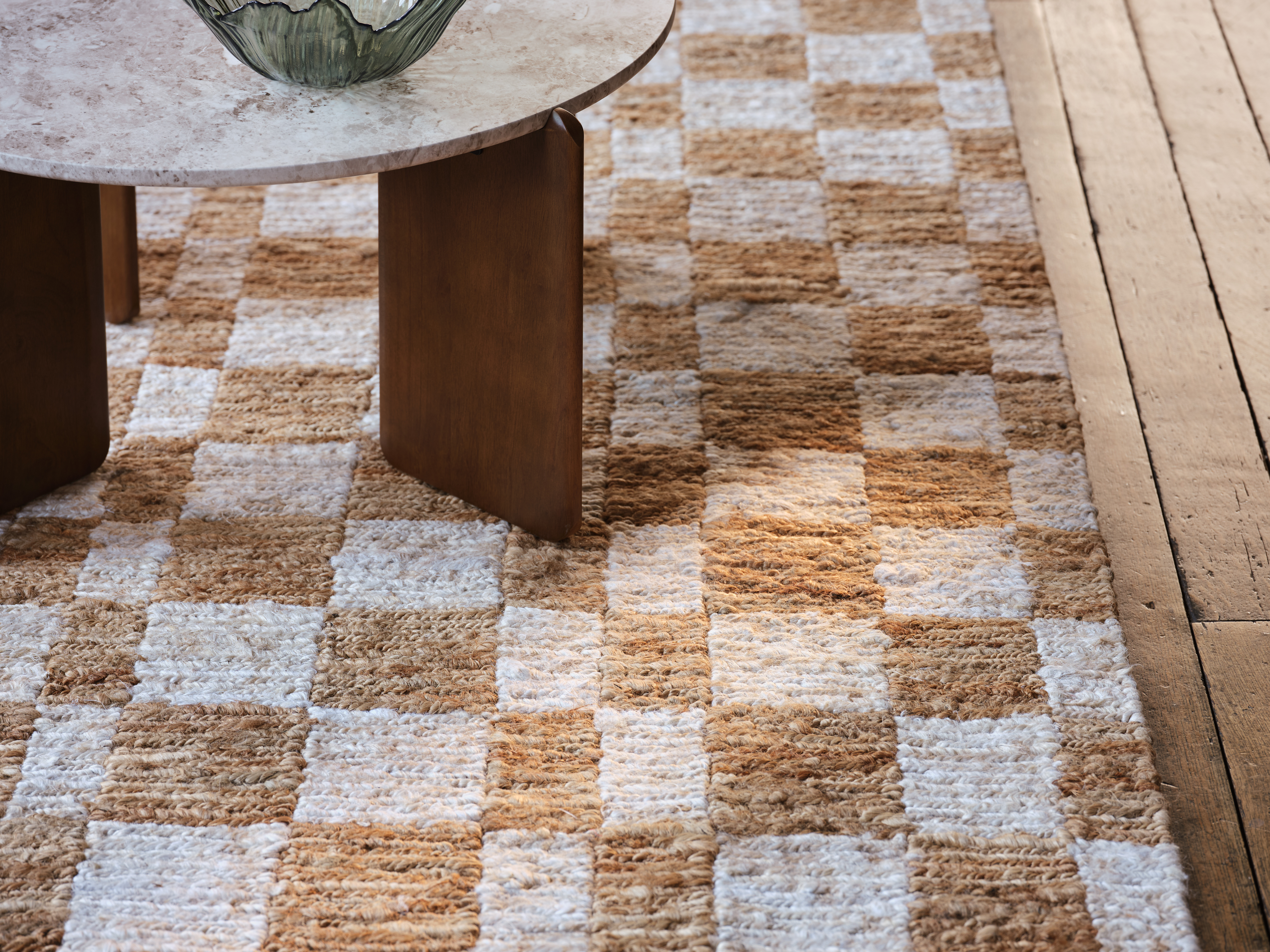 edge of a checkerboard rug