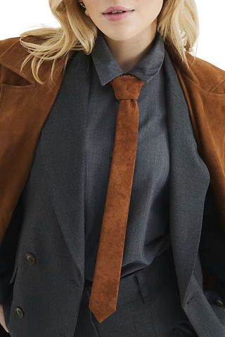 River Island Brown Faux Suede Tie