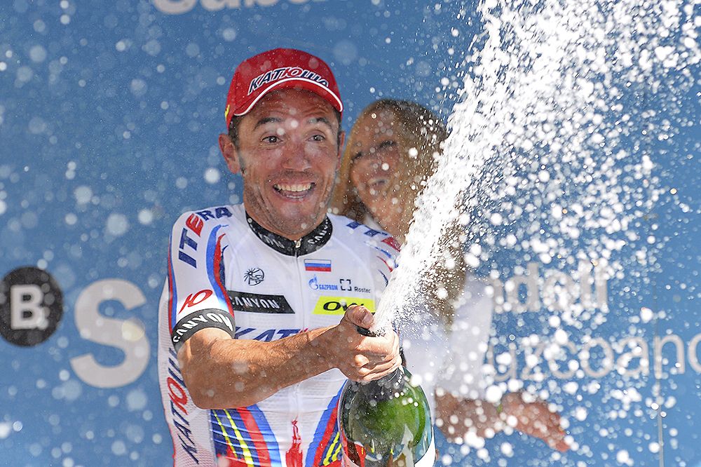 Joaquim Rodriguez (Katusha) celebrates his stage 3 win