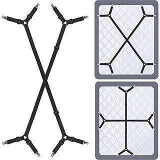 Bed Sheet Holder Straps - Sheet Straps Adjustable Bed Sheet Clips Fasteners Keep Sheets Stays in Place,2pcs/set Black