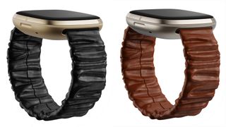 Brother Vellies leather scrunchie bands in black and oak