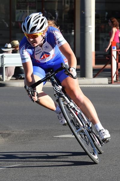 Carly Light (AIS) rode away from the bunch with more than half of the race remaining.