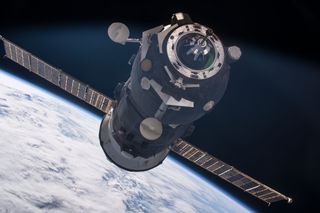 A Russian Progress spacecraft is seen on approach to the International Space Station in this undated NASA image. 