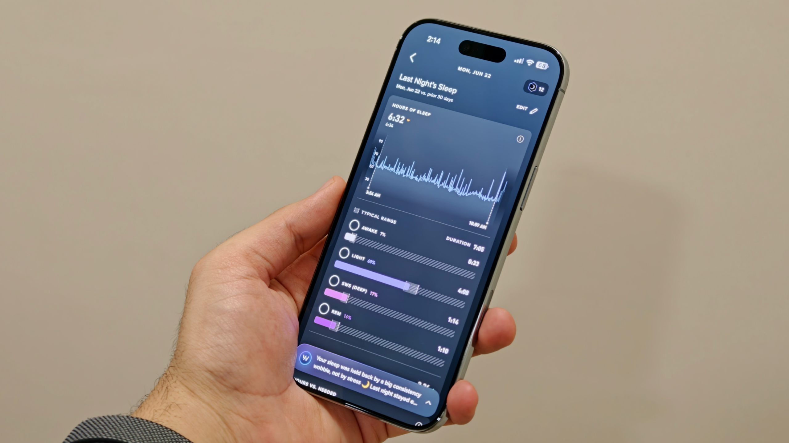 Sleep stats inside the Whoop app