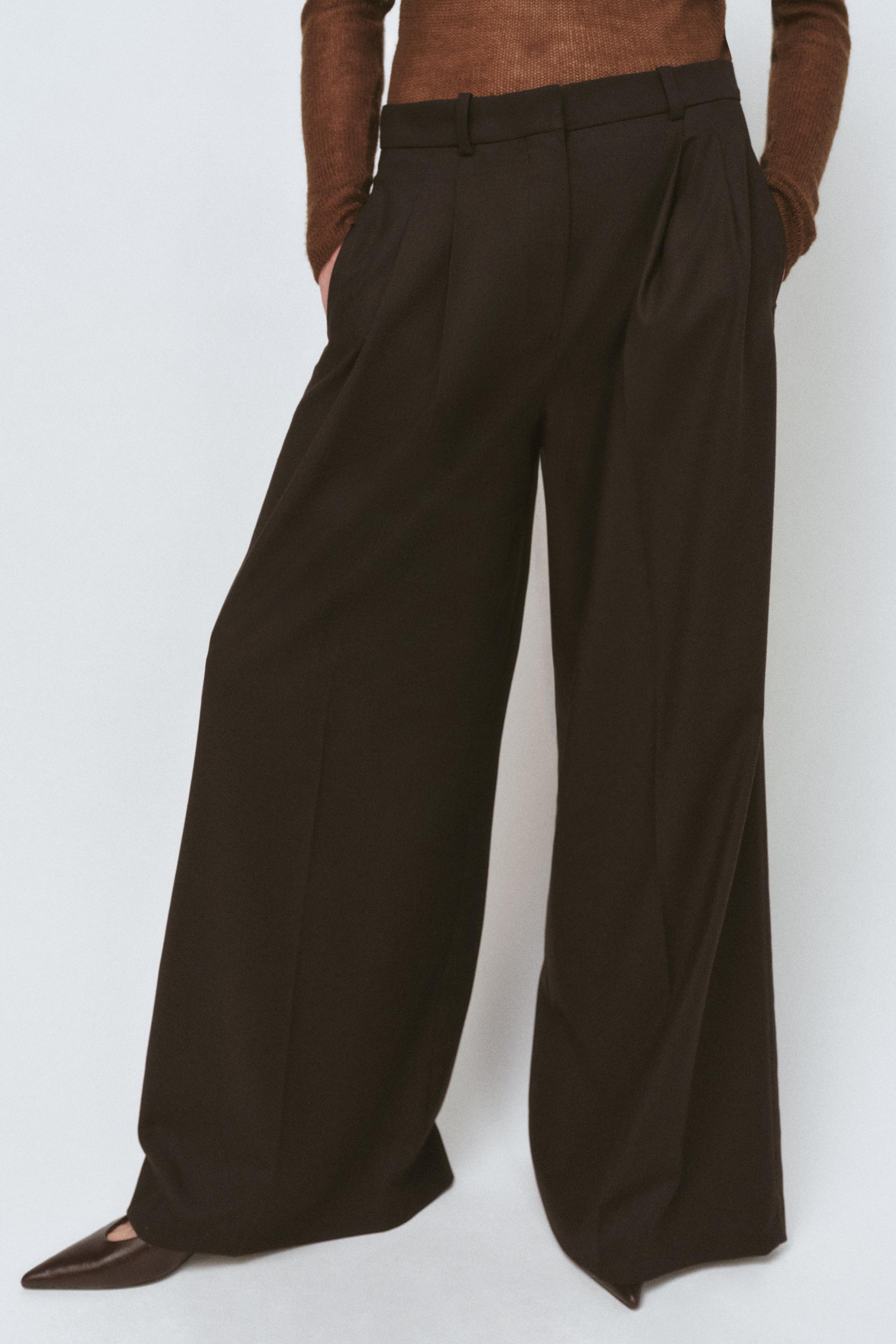Zw Collection Wide-Leg Trousers With Pleats