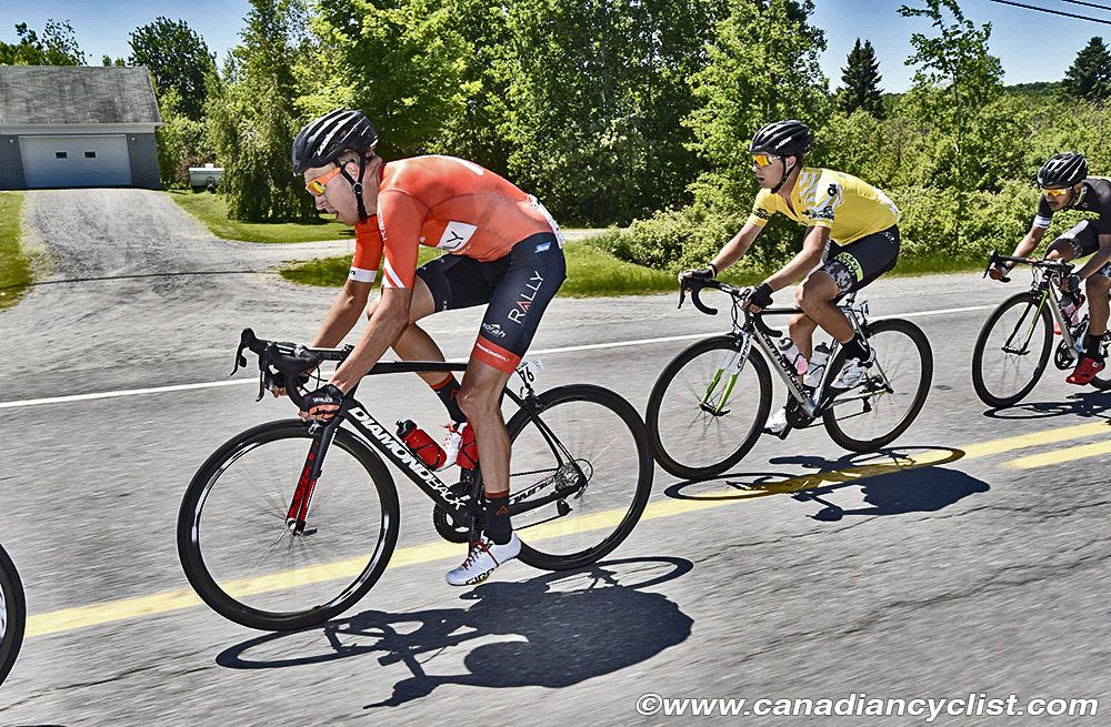 Rob Britton (Rally Cycling) and race leader Mihkel Raim (Cycling Academy)