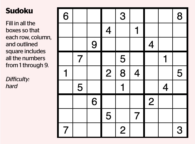 A sudoku puzzle.