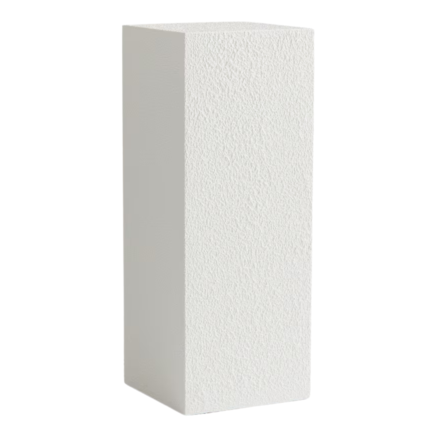 A textured white square pedestal