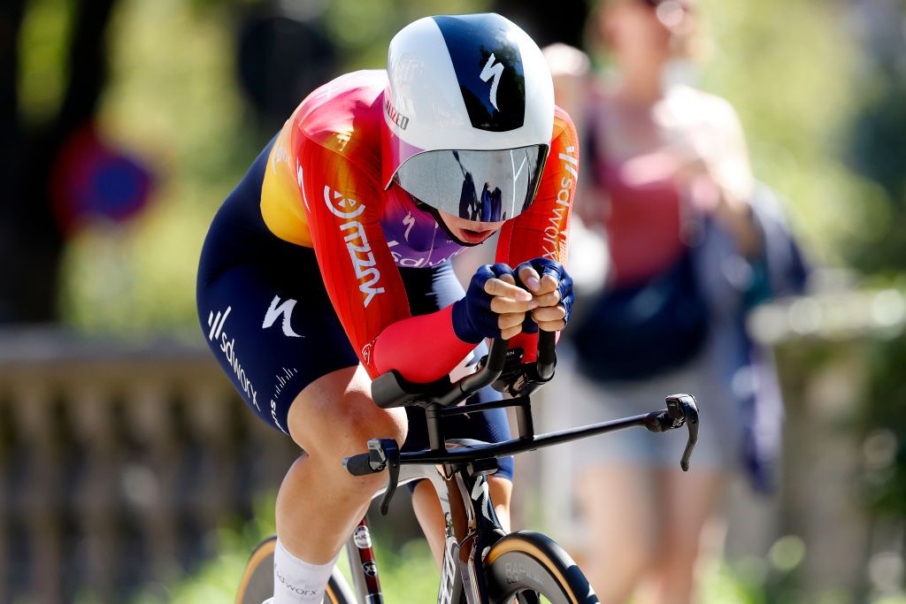 LEUVEN BELGIUM SEPTEMBER 07 Lorena Wiebes of The Netherlands and Team SD Worx sprints during the 25th Simac Ladies Tour 2023 Stage 2 a 71km individual time trial from Leuven to Leuven UCIWWT on September 07 2023 in Leuven Belgium Photo by Bas CzerwinskiGetty Images