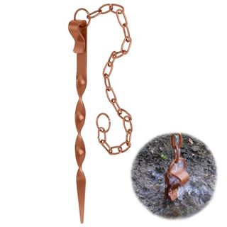 Rifachua Rain Chain Anchoring Stake Base Copper Cone 3mm Metal Ground Locator for Gutter 30.22 Inch Length Non-Rust Garden Downspout Substitution Outdoor Decoration