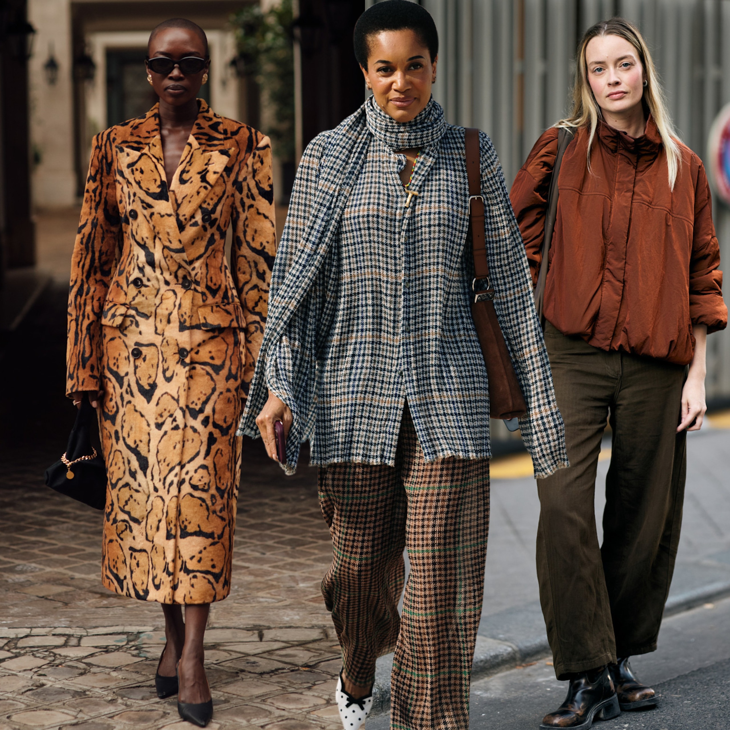 collage of Paris Fashion Week Spring 2027 street style 