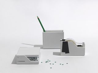 Hole punch, tape dispenser and pencil holder