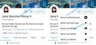 Screenshot of Twitter Tip Jar as scooped by Jane Manchun Wong
