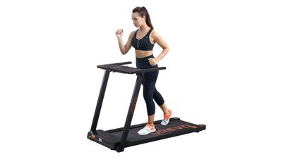 Urevo Foldi 1 Folding Treadmill review: image shows woman using Urevo Foldi 1 Folding Treadmill