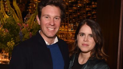 Jack Brooksbank and Princess Eugenie attend an exclusive dinner hosted by Poppy Jamie to celebrate the launch of her first book "Happy Not Perfect" at Isabel on June 22, 2021 in London, England.