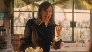 Jennifer Garner in a nice kitchen and nice clothes in Netflix's Family Switch.