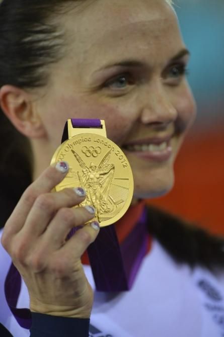 Victoria Pendleton with her keirin gold medal at the 2012 London Games.