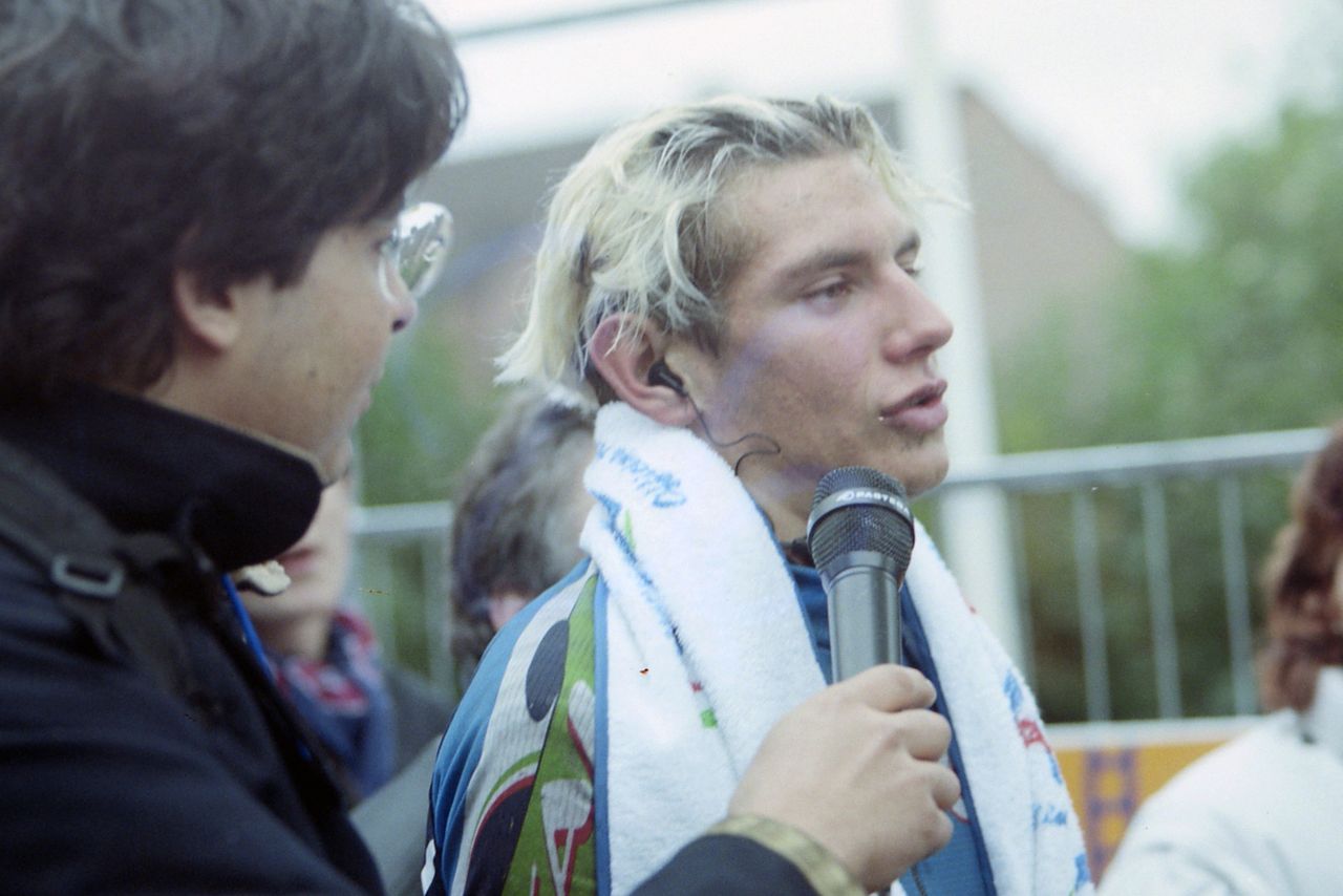 A youthful Filippo Pozzato after taking silver at the junior Worlds in Valkenburg in 1998.