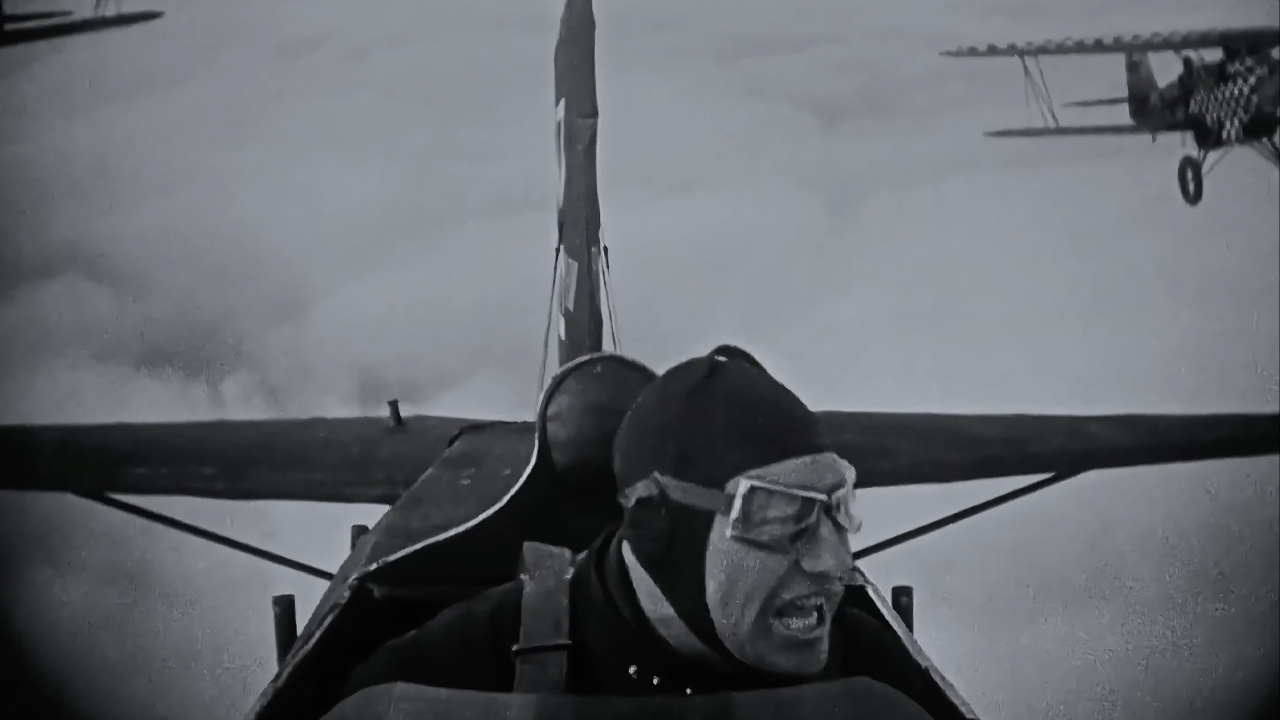 A screen grab from an aerial battle in Wings (1927) the very first Best Picture winner.