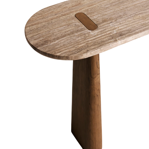 Althea Console Table, Silver Travertine