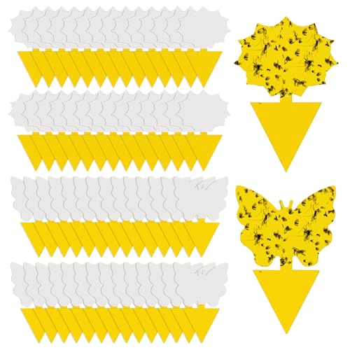 58 Pack Flying Insect Traps for Plants &amp;ndash; Yellow Sticky Traps for Fungus Gnats, Flies &amp;amp; Flying Bugs, Indoor Outdoor Flying Bug Catcher for Pots, Garden &amp;amp; Kitchen, Kid &amp;amp; Pet Safe, Non-Toxic, Odorless