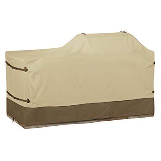 Cream grill cover with raised grill shape visible on right hand side. The bottom foot of the cover is taupe