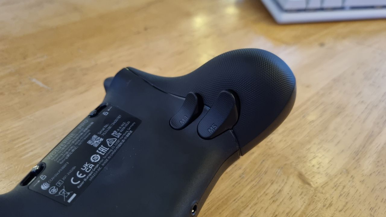 The rear of the Razer Wolverine V3 Pro, showing the rear switches