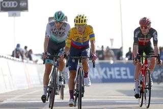 The chase group finishes stage 3 at the UAE Tour