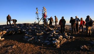 Queing up to take souvenir pictures