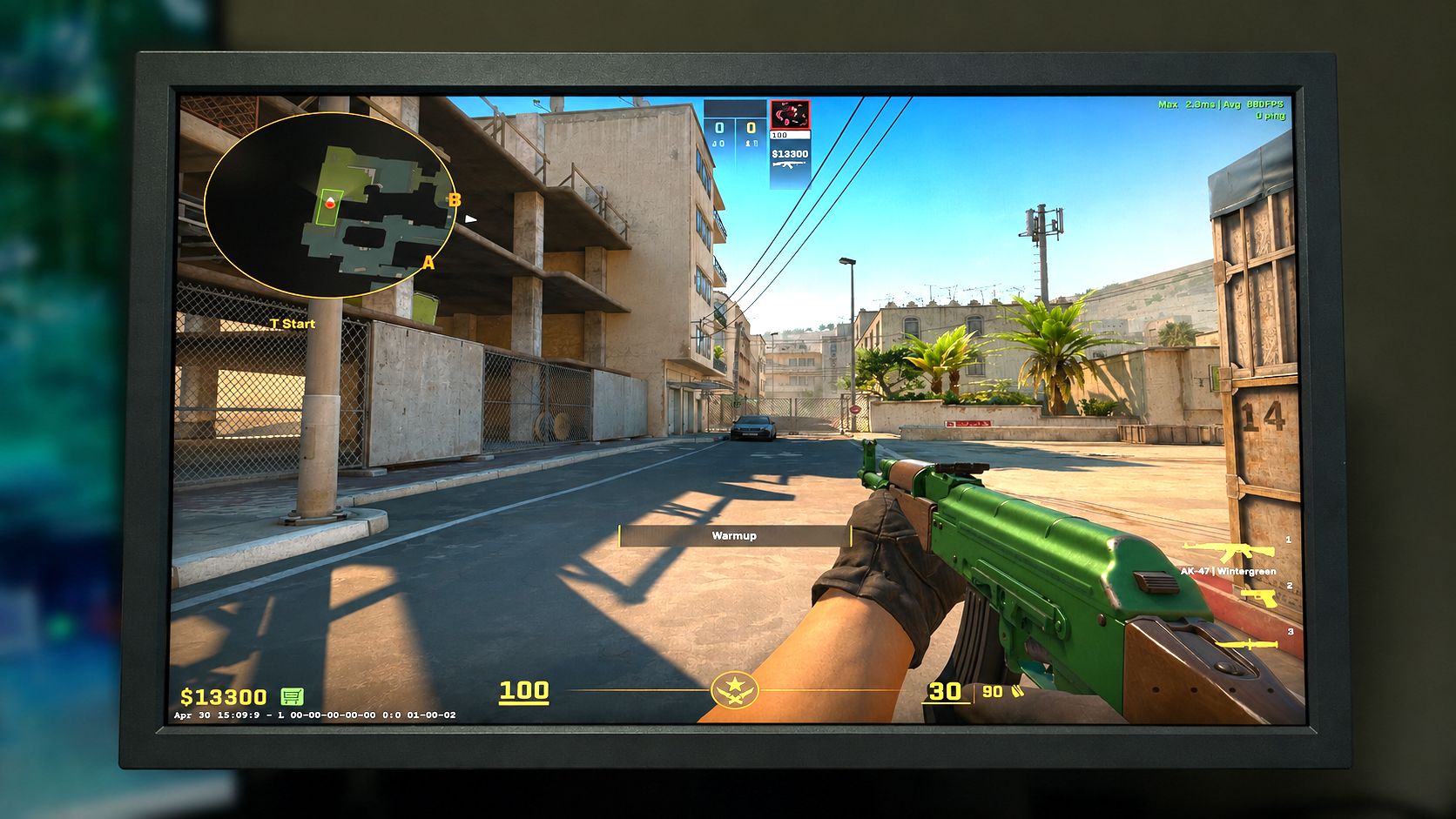 A Zowie XL2586X+ 600 Hz gaming monitor with Counter-Strike 2 on-screen.
