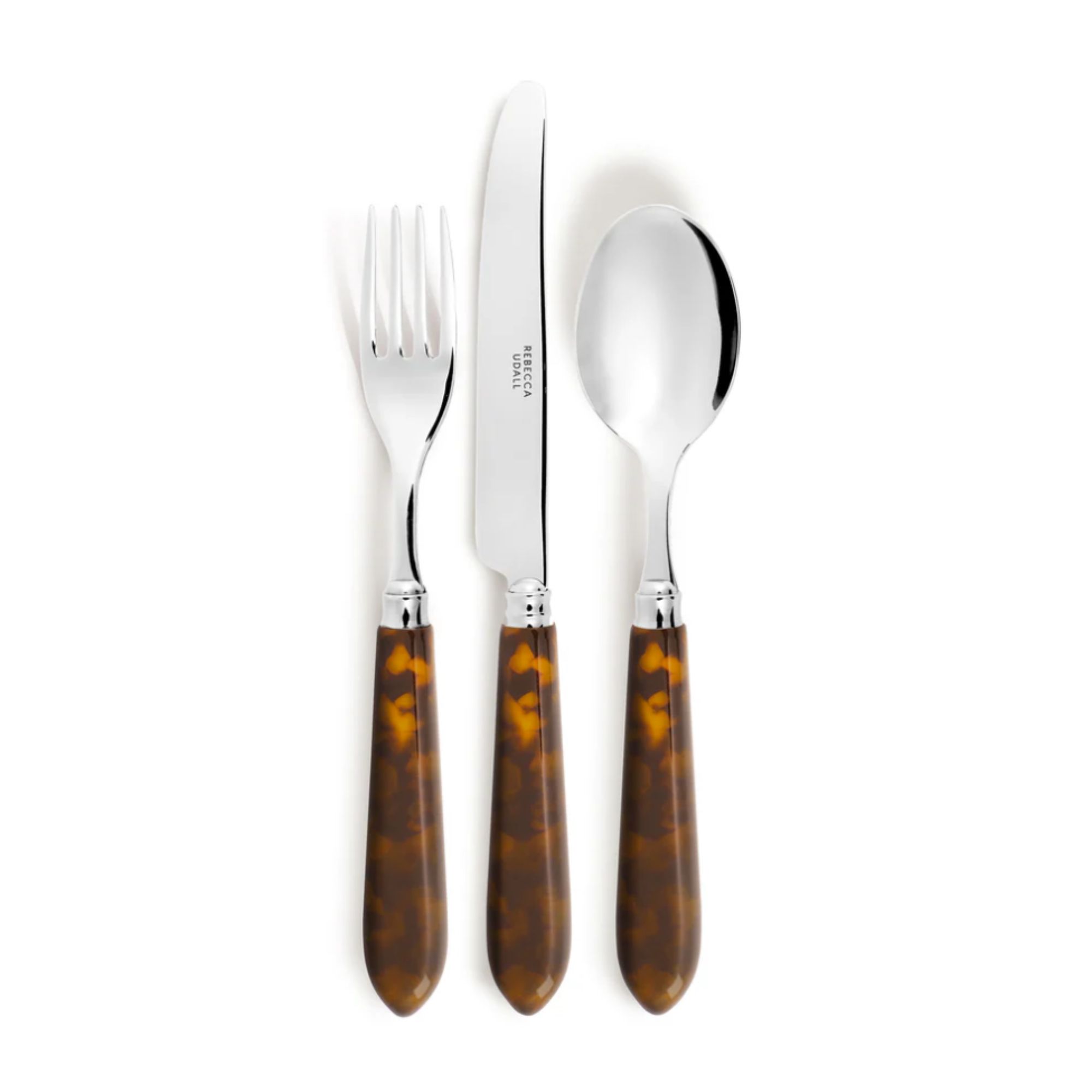 3-piece cutlery set with tortoiseshell handles