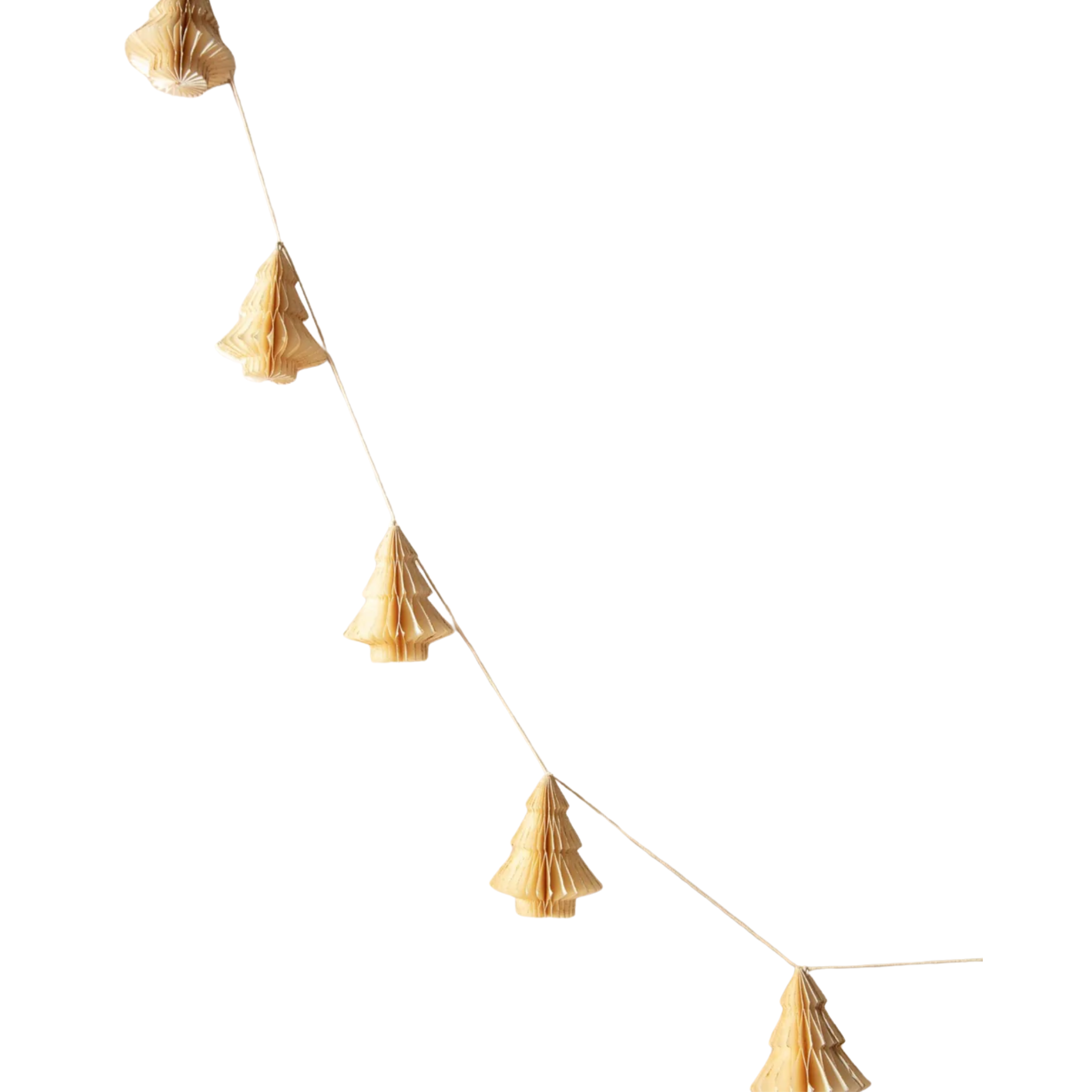 paper Christmas garland in the shape of mini trees