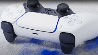 A product shot of the PlayStation DualSense controller from the front