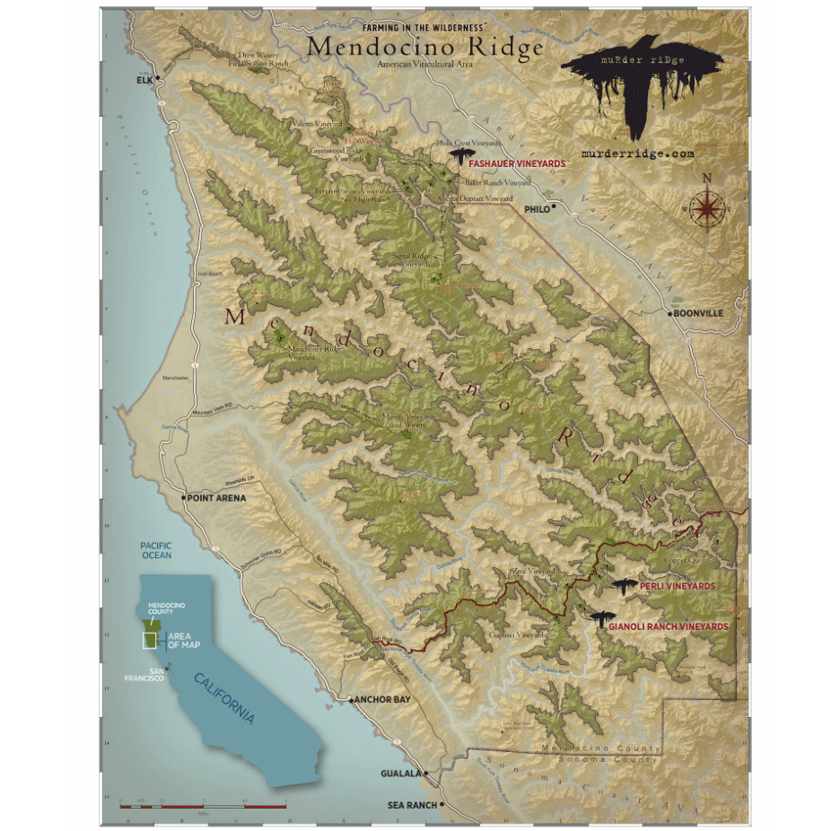 Mendocino Ridge AVA map