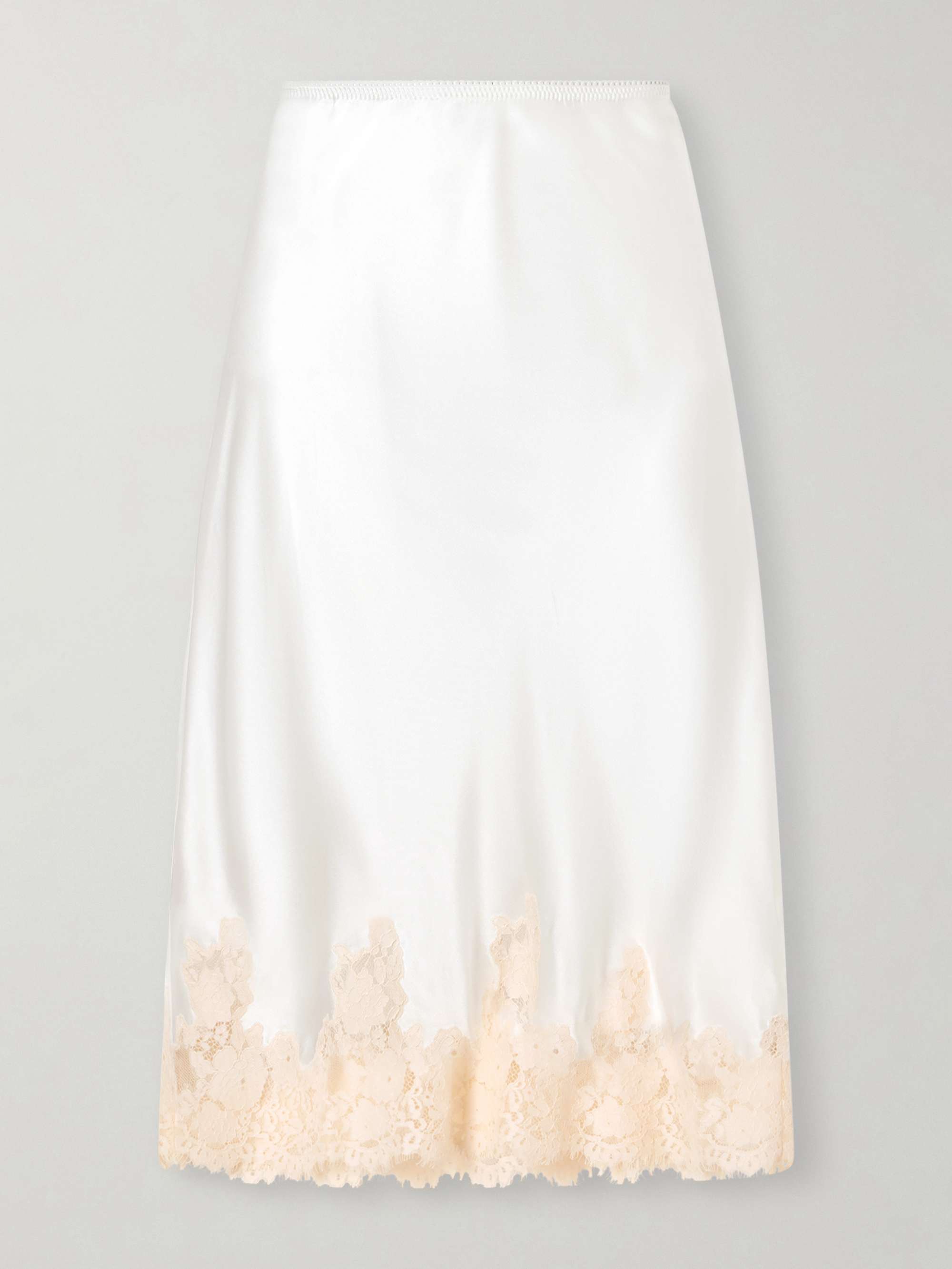Elowette Lace-Trimmed Silk-Satin Midi Skirt