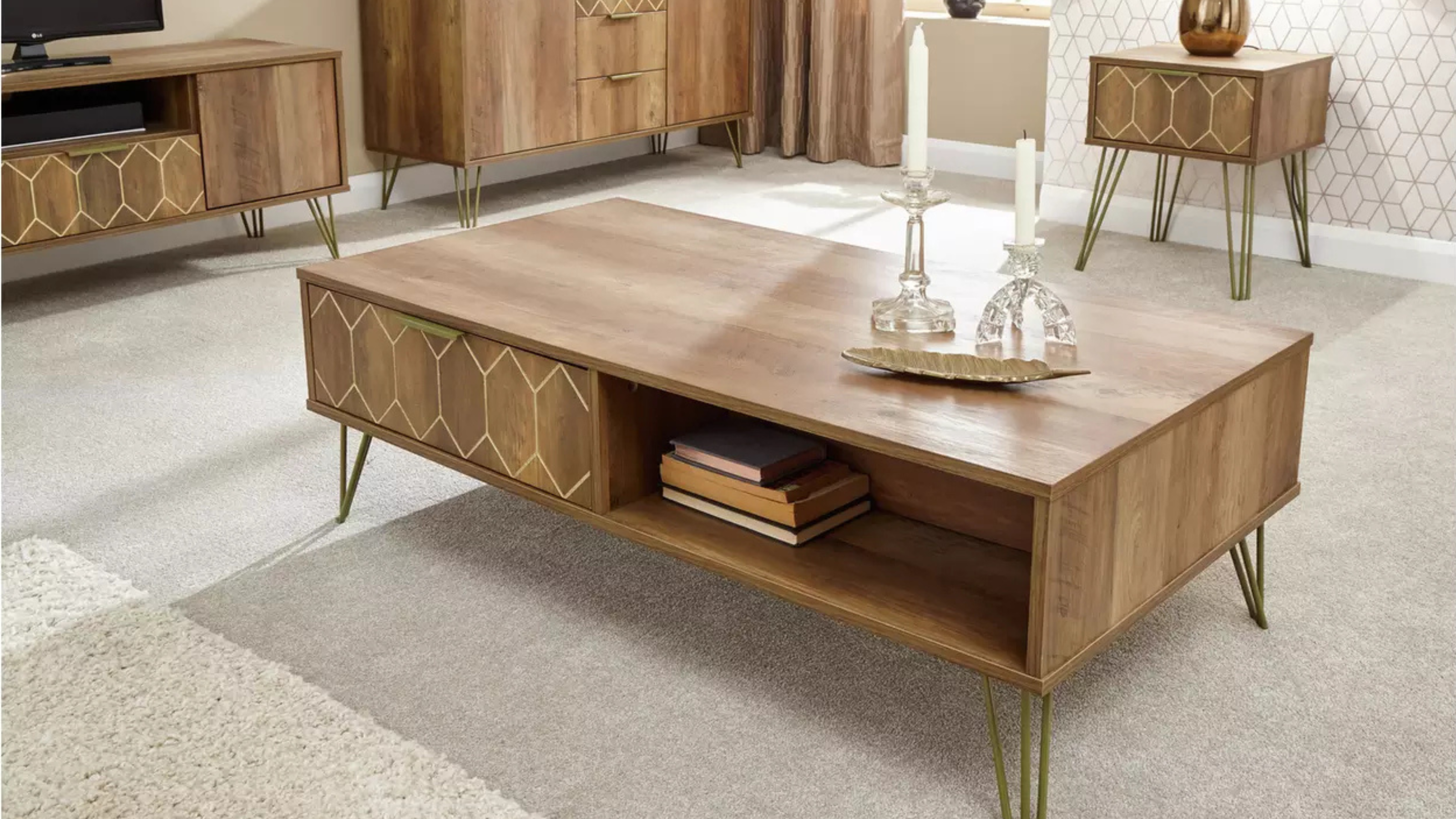 GFW Orleans 2 Drawer Coffee Table - Mango Wood Effect