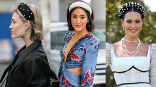 3 Images of street style influencers wearing embellished headbands