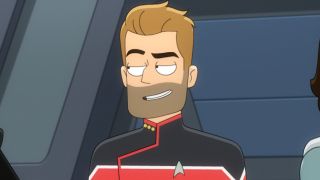 Jack Ransom smiling smugly in Star Trek: Lower Decks