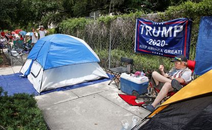 Trump fans camp out before re-election rally in Orlando
