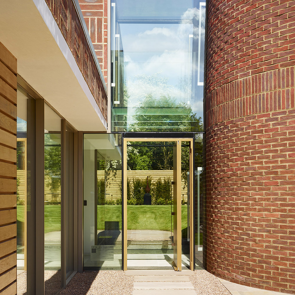 exterior with brick curved wall