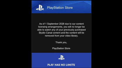 The notification sent to people who've bought StudioCanal movies or shows from the PlayStation Store