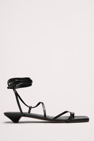 Italian Leather Strappy Kitten-Heel Sandal