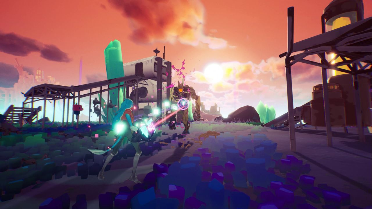 Breaker aiming at enemies in purple field