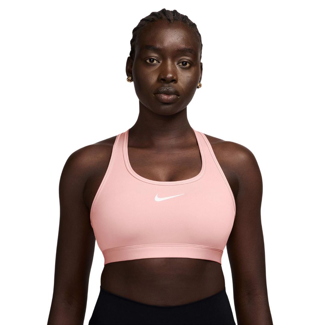 pink nike swoosh sports bra
