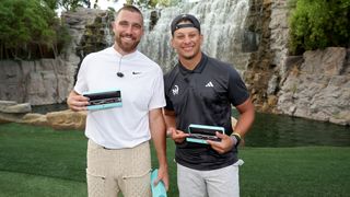 Travis Kelce and Patrick Mahomes after winning The Match