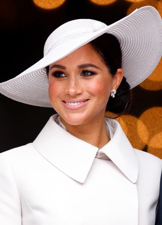 Meghan, Duchess of Sussex attends a National Service of Thanksgiving to celebrate the Platinum Jubilee of Queen Elizabeth II at St Paul's Cathedral on June 3, 2022 in London, England. The Platinum Jubilee of Elizabeth II is being celebrated from June 2 to June 5, 2022, in the UK and Commonwealth to mark the 70th anniversary of the accession of Queen Elizabeth II on 6 February 1952
