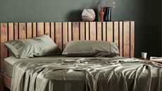 OEKO-TEX certified bed sheets, the ettitude Signature Sateen Sheet Set, on a bed.
