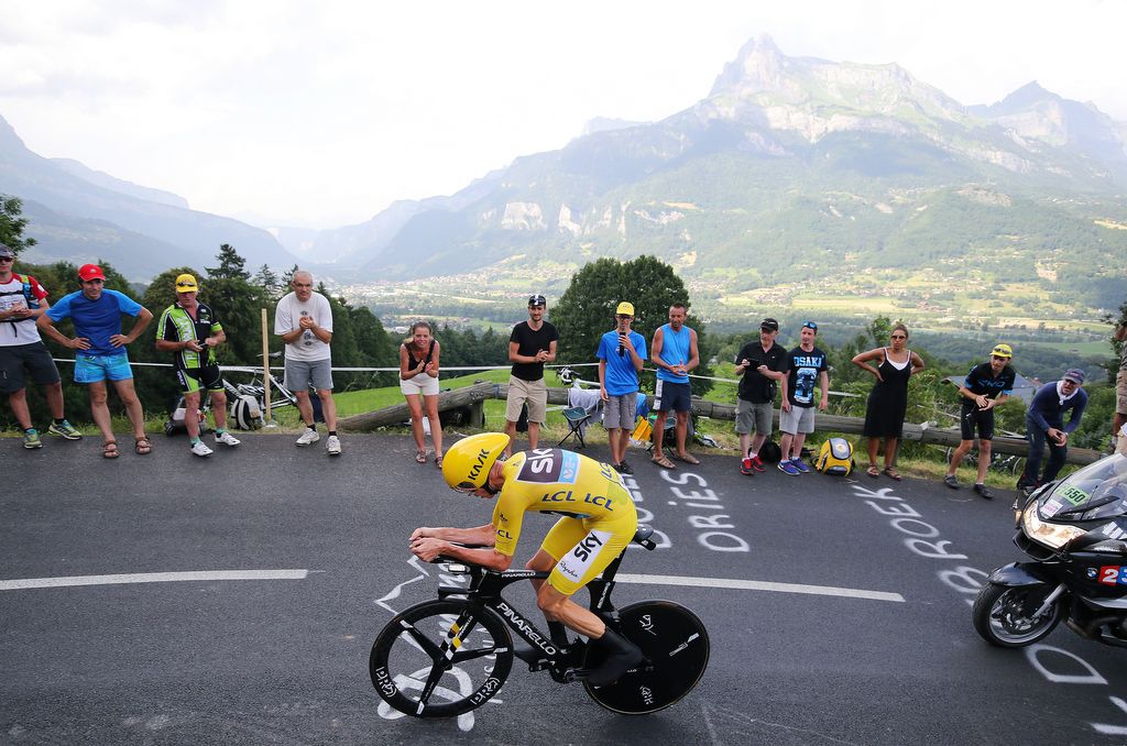 Chris Froome (Team Sky) riding to the win