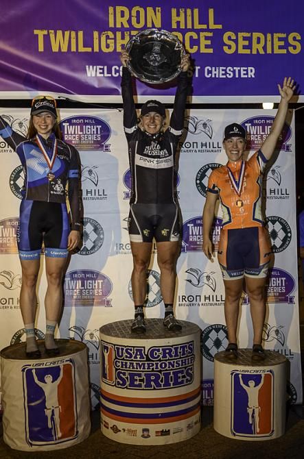 The Women&rsquo;s Podium: Laura Van Gilder (Mellow Mushroom p/b Pink Siren Sports) , Amy Culter (FCS|Zngine p/b Mr. Restore) , Kacey Lloyd (Fearless Femme p/b Pure Energy Cycling-Vie13)