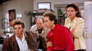 Seinfeld cast gathers around the television